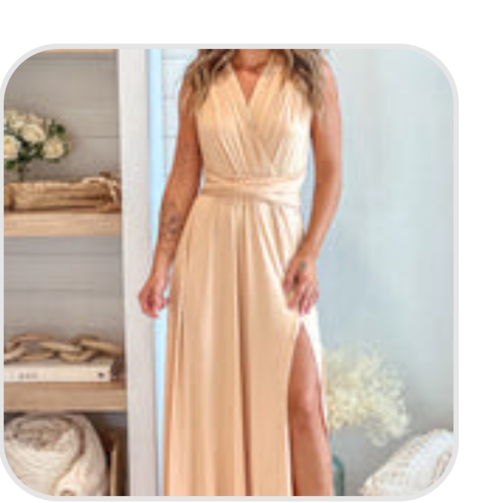 Saved By The Dress Taupe Multi-Tie Maxi Dress
